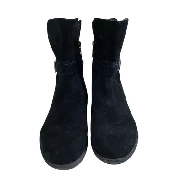 Blondo Black Suede Moto Boots Sz 9.5 Side Zip Waterproof Fleece Lined Round Toe - Picture 3 of 12